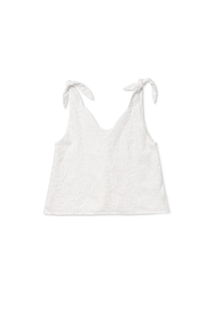 BURU White Label Clothing Tie Top Tank - White Embroidery 3 BURU White Label Clothing Tie Top Tank - White Embroidery