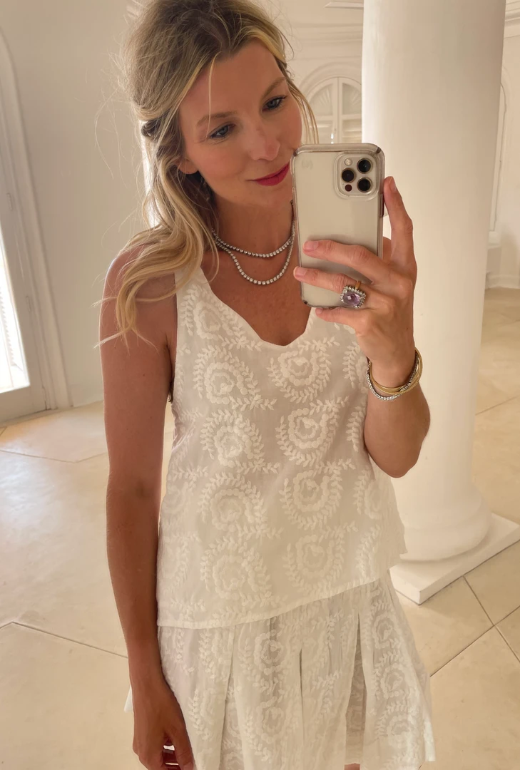 BURU White Label Clothing Tie Top Tank - White Embroidery 9 BURU White Label Clothing Tie Top Tank - White Embroidery