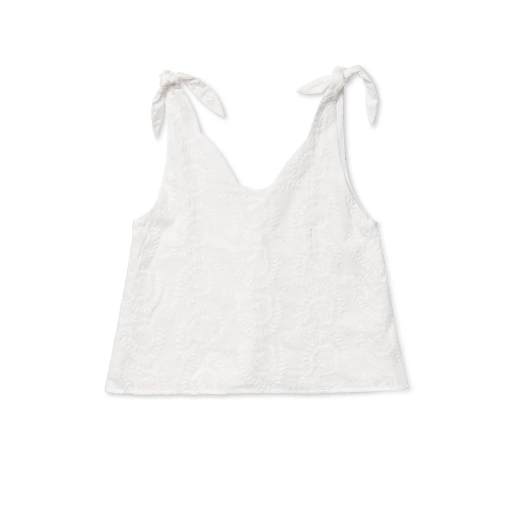 BURU White Label Clothing Tie Top Tank - White Embroidery 16 BURU White Label Clothing Tie Top Tank - White Embroidery