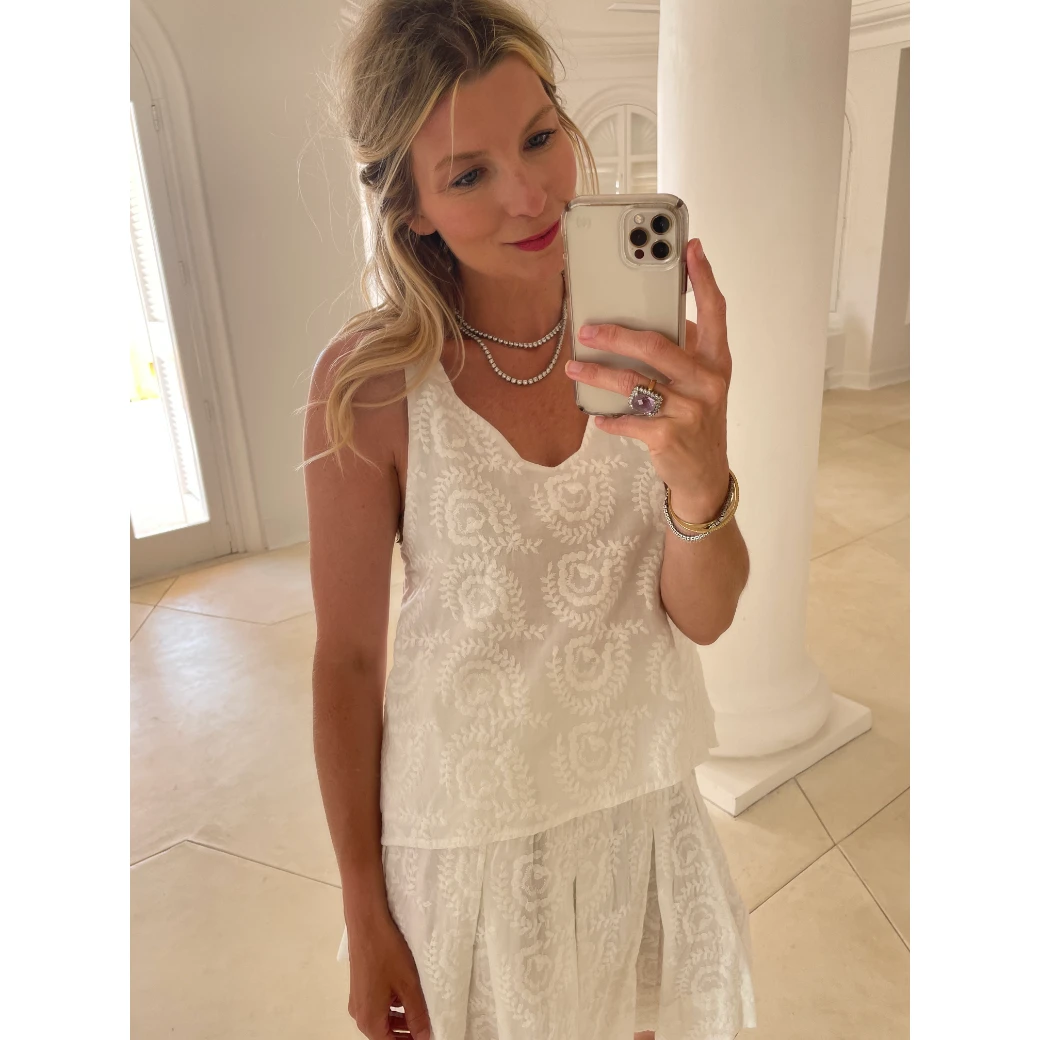 BURU White Label Clothing Tie Top Tank - White Embroidery 15 BURU White Label Clothing Tie Top Tank - White Embroidery