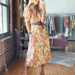 BURU White Label Clothing Puff Sleeve Day Gown - MIDI - Floral