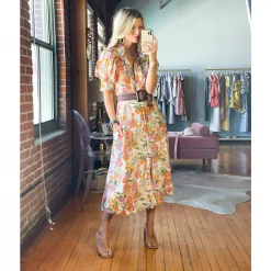 BURU White Label Clothing Puff Sleeve Day Gown - MIDI - Floral