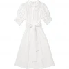 BURU White Label Puff Sleeve Day Gown - MIDI - White Embroidery