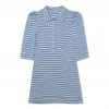 BURU White Label Puff Sleeve T-Shirt Dress - Blue & Green Stripe 2 BURU White Label Puff Sleeve T-Shirt Dress - Blue & Green Stripe