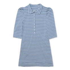 BURU White Label Puff Sleeve T-Shirt Dress - Blue & Green Stripe
