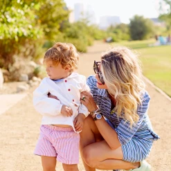 BURU White Label Puff Sleeve T-Shirt Dress - Blue & Green Stripe 14 BURU White Label Puff Sleeve T-Shirt Dress - Blue & Green Stripe