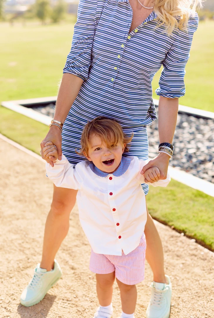 BURU White Label Puff Sleeve T-Shirt Dress - Blue & Green Stripe 6 BURU White Label Puff Sleeve T-Shirt Dress - Blue & Green Stripe