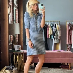 BURU White Label Puff Sleeve T-Shirt Dress - Blue & Green Stripe 16 BURU White Label Puff Sleeve T-Shirt Dress - Blue & Green Stripe