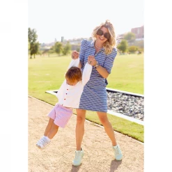 BURU White Label Puff Sleeve T-Shirt Dress - Blue & Green Stripe 17 BURU White Label Puff Sleeve T-Shirt Dress - Blue & Green Stripe