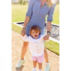 BURU White Label Puff Sleeve T-Shirt Dress - Blue & Green Stripe 19 BURU White Label Puff Sleeve T-Shirt Dress - Blue & Green Stripe