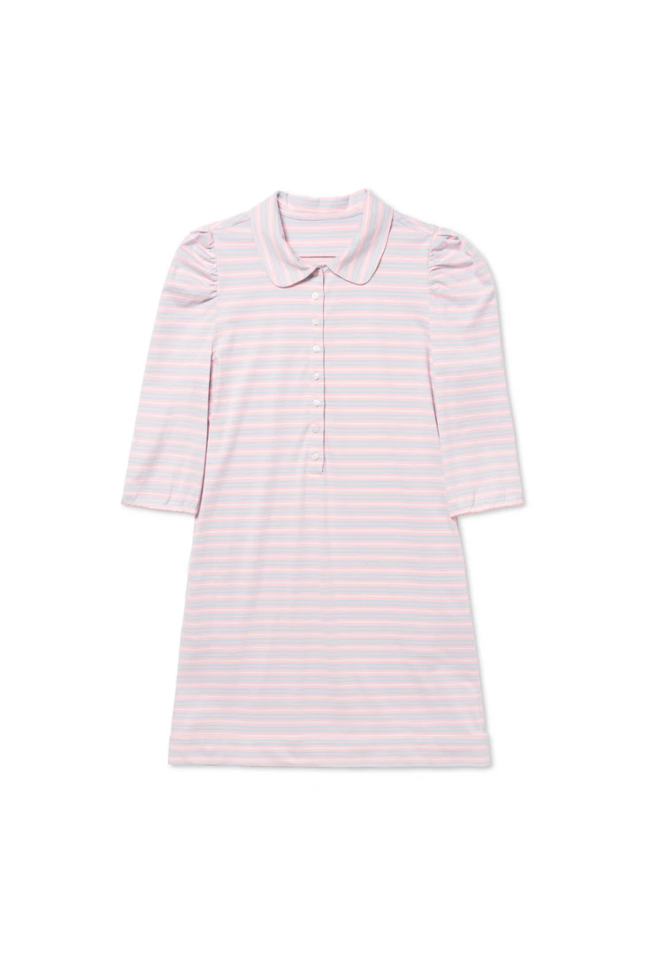 BURU White Label Puff Sleeve T-Shirt Dress - Pink & Blue Stripe Clothing 3 BURU White Label Puff Sleeve T-Shirt Dress - Pink & Blue Stripe Clothing