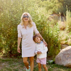 BURU White Label Puff Sleeve T-Shirt Dress - Pink & Blue Stripe Clothing 16 BURU White Label Puff Sleeve T-Shirt Dress - Pink & Blue Stripe Clothing