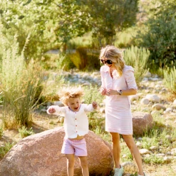 BURU White Label Puff Sleeve T-Shirt Dress - Pink & Blue Stripe Clothing 17 BURU White Label Puff Sleeve T-Shirt Dress - Pink & Blue Stripe Clothing