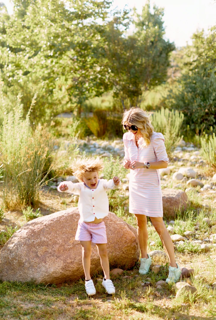 BURU White Label Puff Sleeve T-Shirt Dress - Pink & Blue Stripe Clothing 6 BURU White Label Puff Sleeve T-Shirt Dress - Pink & Blue Stripe Clothing