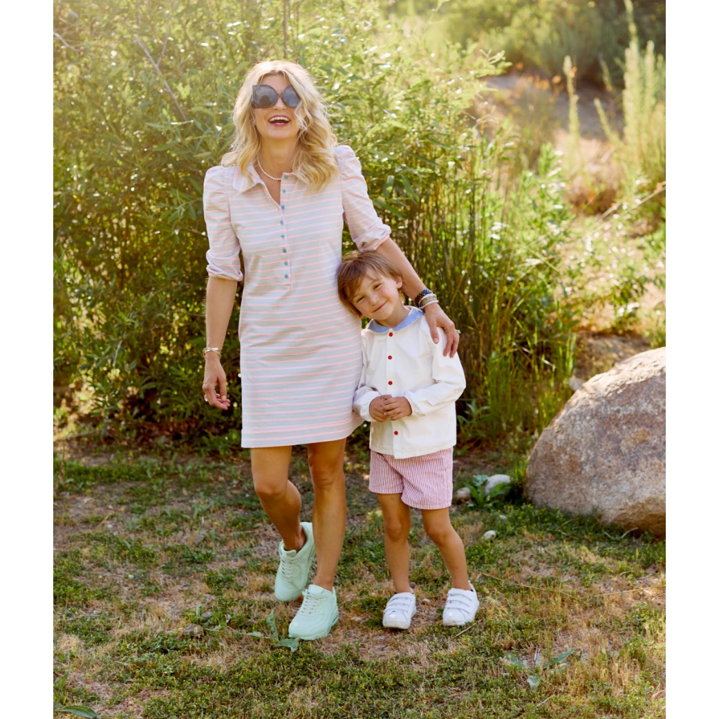 BURU White Label Puff Sleeve T-Shirt Dress - Pink & Blue Stripe Clothing 10 BURU White Label Puff Sleeve T-Shirt Dress - Pink & Blue Stripe Clothing