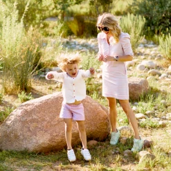 BURU White Label Puff Sleeve T-Shirt Dress - Pink & Blue Stripe Clothing 22 BURU White Label Puff Sleeve T-Shirt Dress - Pink & Blue Stripe Clothing