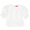BURU Pink Label Puff Sleeve Top - White Poplin Clothing