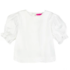 BURU Pink Label Puff Sleeve Top - White Poplin Clothing