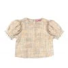 BURU Pink Label Tops Puff Sleeve Top - Taupe Tweed 1 BURU Pink Label Tops Puff Sleeve Top - Taupe Tweed