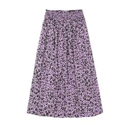 BURU White Label Smocked Waist MIDI Skirt - Purple Cheetah Clothing