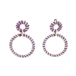 Buru Accessories Raffia Wrapped Earrings - Lilac And White