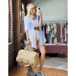 BURU Accessories Raffia Weekender Duffle - Natural