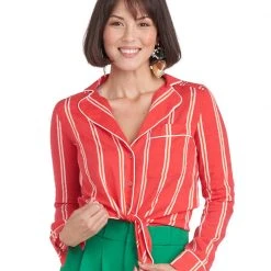 BURU White Label Clothing PJ Blouse - Red Stripe