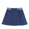 BURU White Label Clothing Reversible Tennis Skirt - Navy Bows & Yellow Lurex