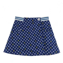 BURU White Label Clothing Reversible Tennis Skirt - Navy Bows & Yellow Lurex