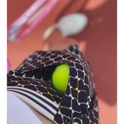 BURU White Label Clothing Reversible Tennis Skirt - Navy Bows & Yellow Lurex