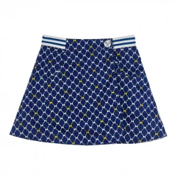 BURU White Label Clothing Reversible Tennis Skirt - Navy Bows & Yellow Lurex