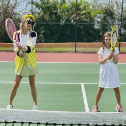 BURU White Label Clothing Reversible Tennis Skirt - Navy Bows & Yellow Lurex