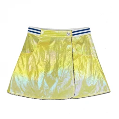 BURU White Label Clothing Reversible Tennis Skirt - Navy Bows & Yellow Lurex