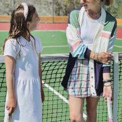 BURU White Label Reversible Tennis Skirt - Pink Plaid & Green Lurex Clothing