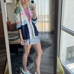 BURU White Label Reversible Tennis Skirt - Pink Plaid & Green Lurex Clothing