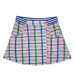BURU White Label Reversible Tennis Skirt - Pink Plaid & Green Lurex Clothing