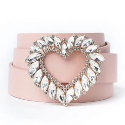 Buru Accessories Rhinestone Heart Belt - Blush - Final Sale