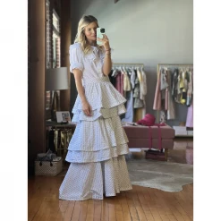 BURU Pink Label Ruffle Blouse -White Textured