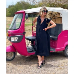 BURU Pink Label Clothing Ruffle Collar Midi Dress - Black Embroidery 29 BURU Pink Label Clothing Ruffle Collar Midi Dress - Black Embroidery