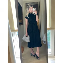 BURU Pink Label Clothing Ruffle Collar Midi Dress - Black Embroidery 31 BURU Pink Label Clothing Ruffle Collar Midi Dress - Black Embroidery