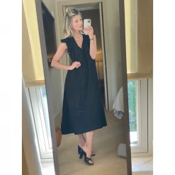 BURU Pink Label Clothing Ruffle Collar Midi Dress - Black Embroidery 32 BURU Pink Label Clothing Ruffle Collar Midi Dress - Black Embroidery