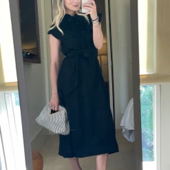 BURU Pink Label Clothing Ruffle Collar Midi Dress - Black Embroidery 24 BURU Pink Label Clothing Ruffle Collar Midi Dress - Black Embroidery