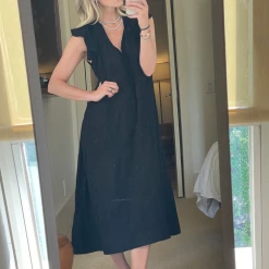 BURU Pink Label Clothing Ruffle Collar Midi Dress - Black Embroidery 25 BURU Pink Label Clothing Ruffle Collar Midi Dress - Black Embroidery