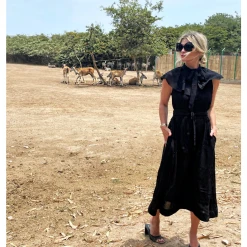 BURU Pink Label Clothing Ruffle Collar Midi Dress - Black Embroidery 26 BURU Pink Label Clothing Ruffle Collar Midi Dress - Black Embroidery