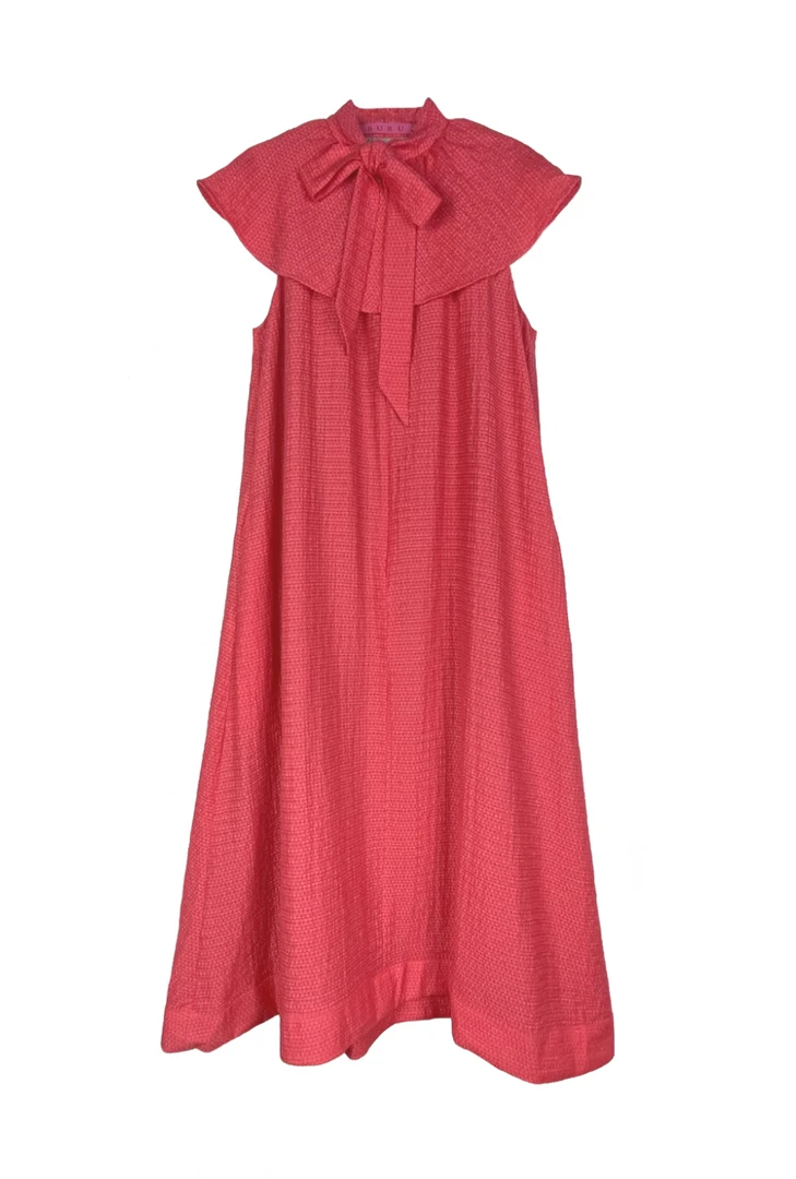 BURU Pink Label Ruffle Collar Midi Dress - Coral 8 BURU Pink Label Ruffle Collar Midi Dress - Coral