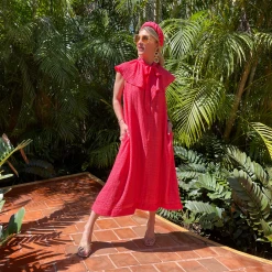 BURU Pink Label Ruffle Collar Midi Dress - Coral 28 BURU Pink Label Ruffle Collar Midi Dress - Coral