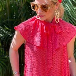 BURU Pink Label Ruffle Collar Midi Dress - Coral 23 BURU Pink Label Ruffle Collar Midi Dress - Coral