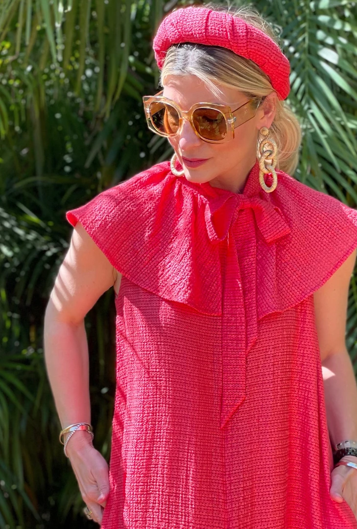 BURU Pink Label Ruffle Collar Midi Dress - Coral 5 BURU Pink Label Ruffle Collar Midi Dress - Coral