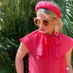 BURU Pink Label Ruffle Collar Midi Dress - Coral 35 BURU Pink Label Ruffle Collar Midi Dress - Coral