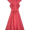 BURU Pink Label Ruffle Collar Midi Dress - Coral